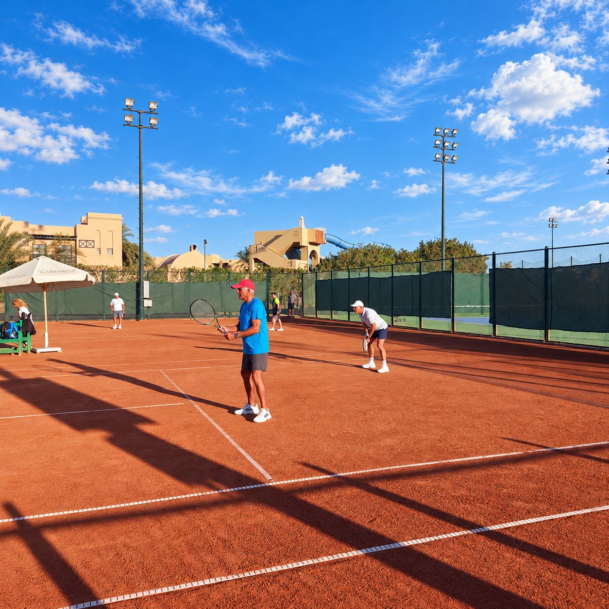 Social doubles at the Saturday Mixer on the clay courts