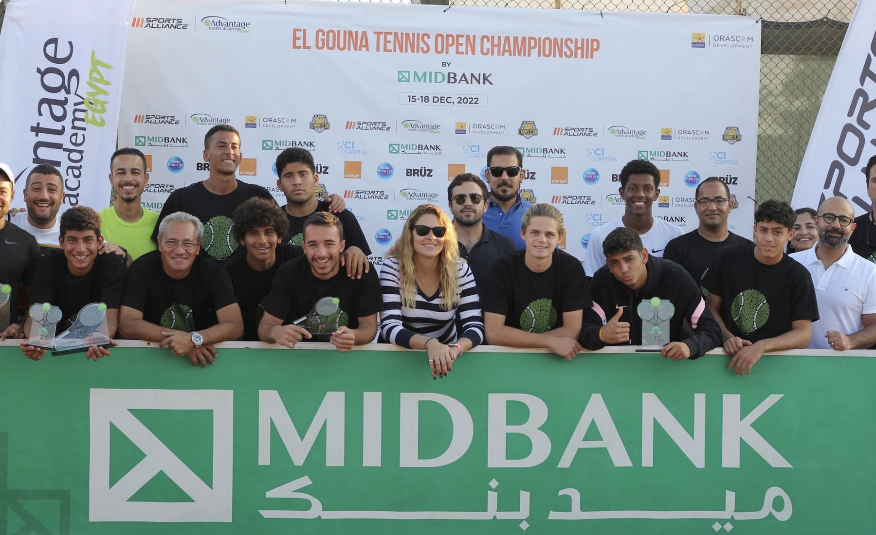Players, coaches and trophy winners at the El Gouna Tennis Open Championship by MIDBANK, December 2022