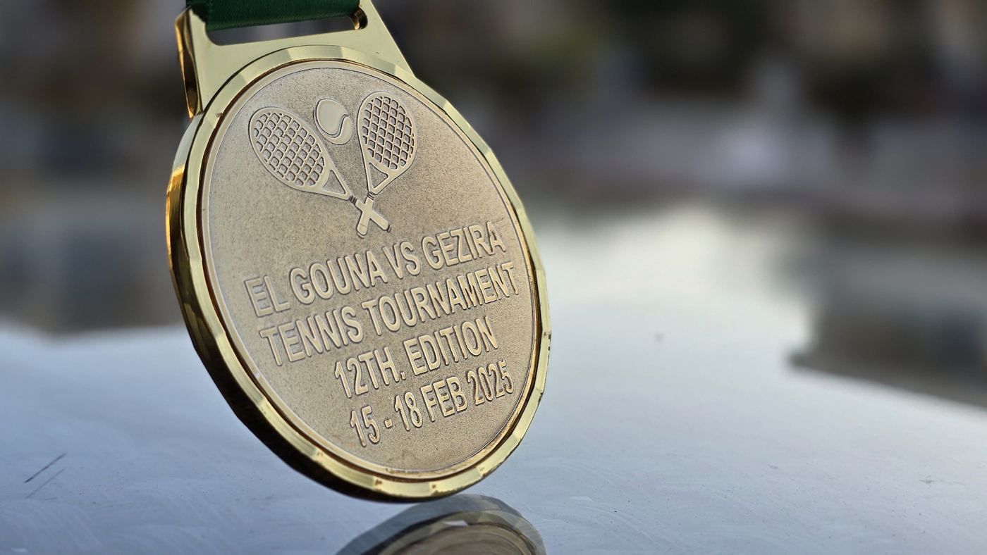 Gold medal from the 12th El Gouna vs Gezira tennis tournament, 15–18 Feb 2025